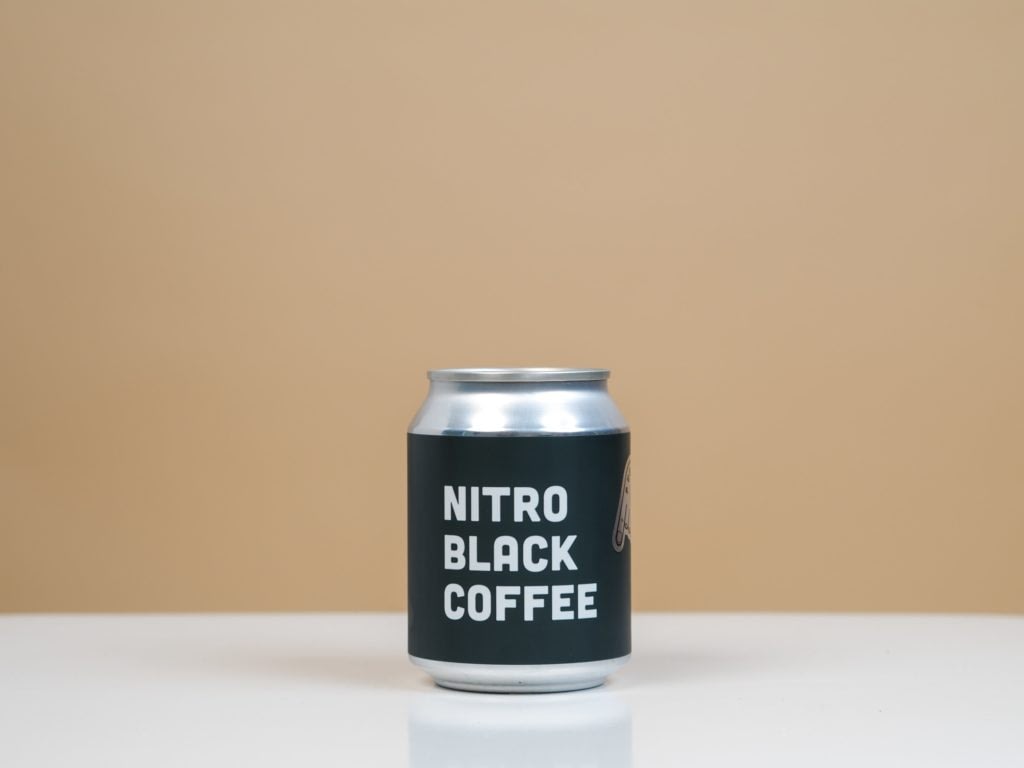 a can with nitro black coffee text across the front