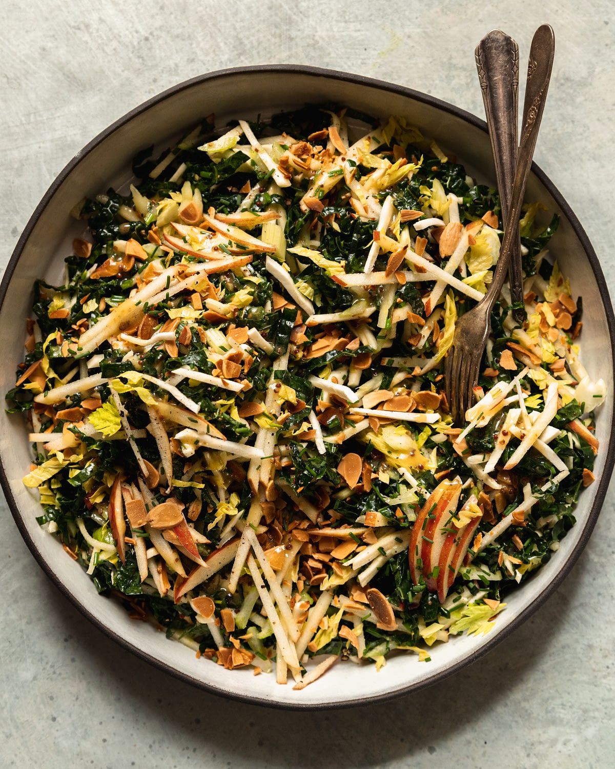 Apple Kale Salad with Miso Mustard Dressing