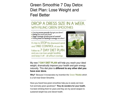Green Smoothie 7 Day Detox Diet Plan: Lose Weight And Feel Better
