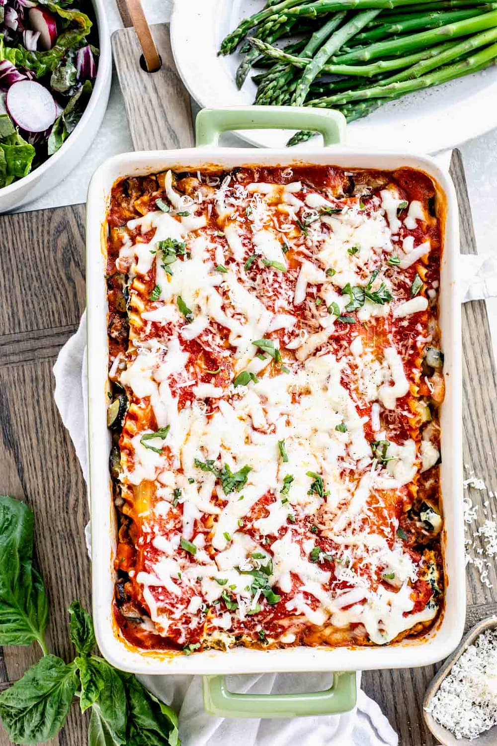 overhead shot of easy vegetable lasagna