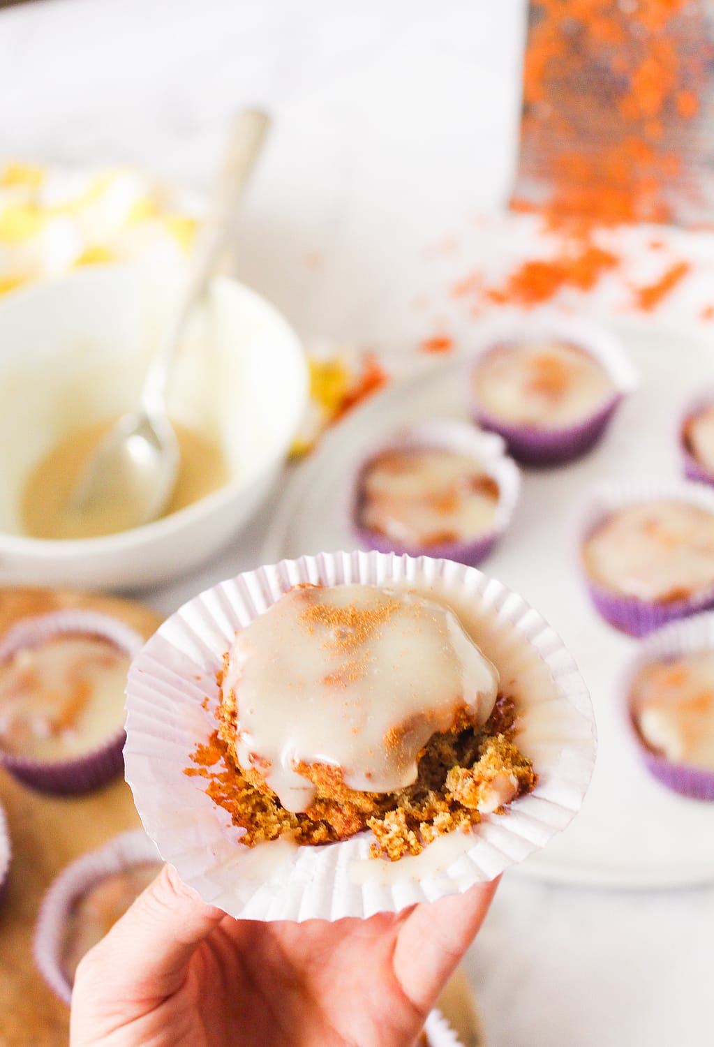 Healthy Carrot Cake Cupcakes with almond flour (gluten-free, dairy-free) -