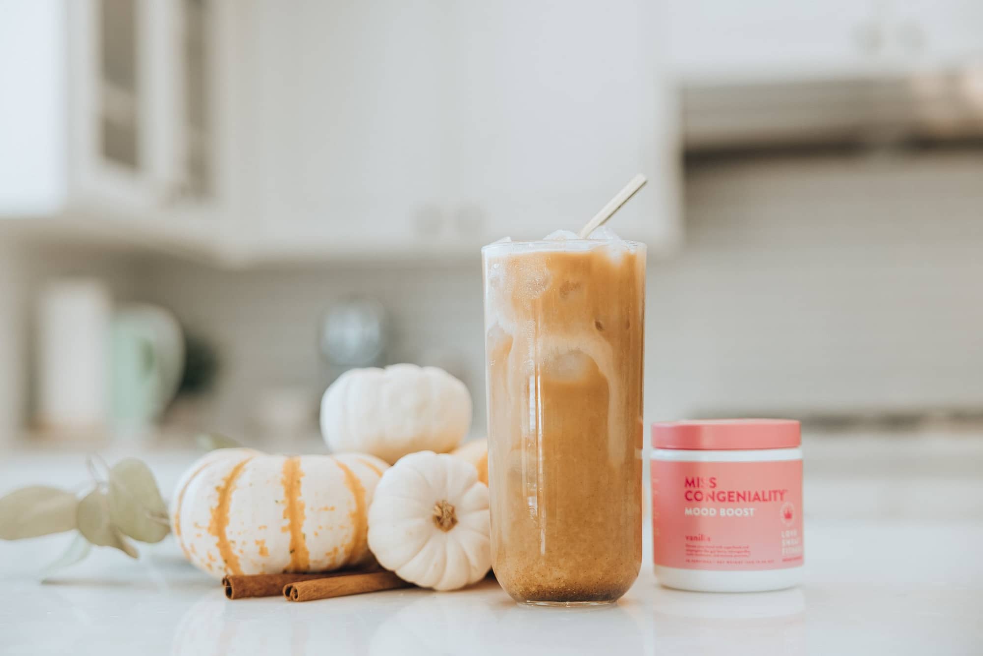 pumpkin spice cold brew coffee with low sugar and mood boosting benefits