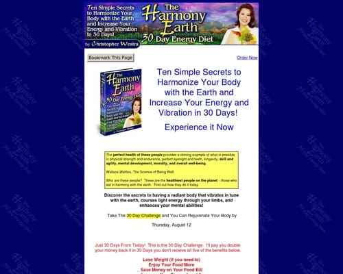 The Harmony Earth 30 Day Energy Diet.